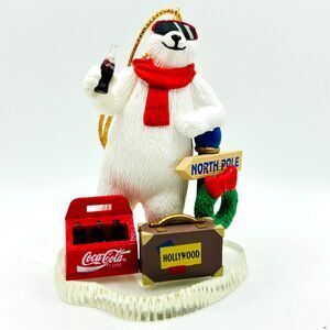 VINTAGE 1996 Coca-Cola Polar Bear Collection Christmas Ornament Hollywood Bound